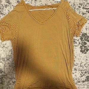American Eagle Oversized Soft & Sexy V-Neck Yellow & White Striped XL